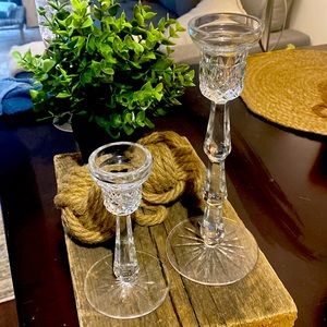 Waterford crystal pair of vintage candlesticks 9.5” and 6” tall stunning!